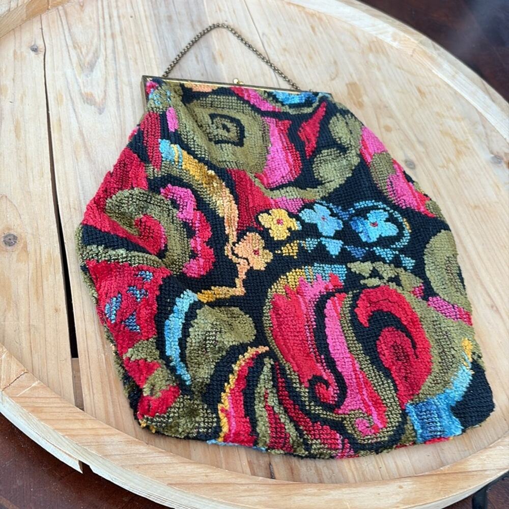 Vintage Handmade Floral Multicolor Carpet Bag